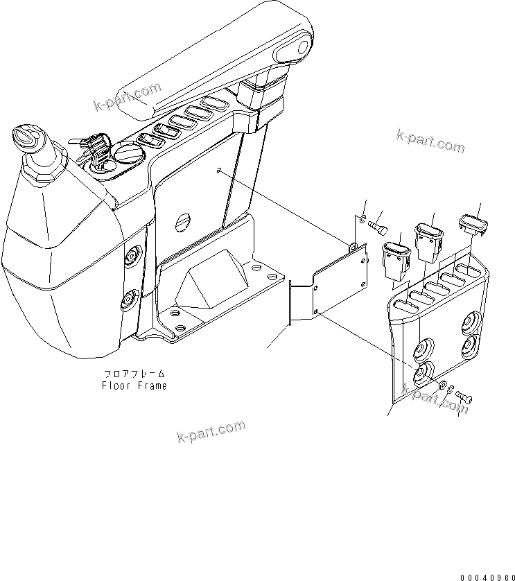 Komatsu parts book diagram for PC240NLC-8K S/N K50001-UP: FLOOR FRAME (WIPER SWITCH, HEATED SEAT SWITCH)