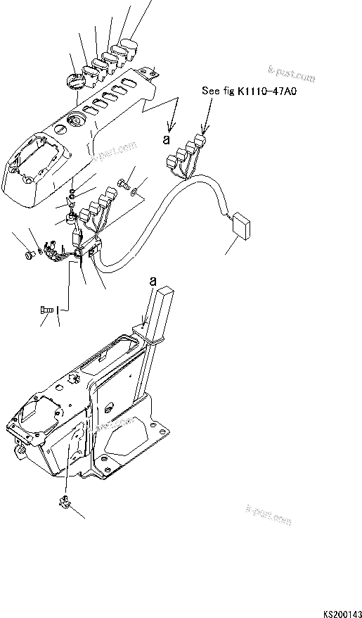 Komatsu parts book diagram for PC240NLC-8K S/N K50001-UP: FLOOR FRAME (ROOF WIPER SWITCH, BEACON SWITCH, ETC.) (DEMOLITION BASE)