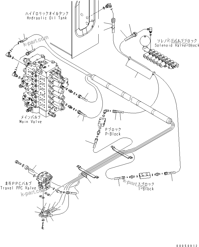 Komatsu parts book diagram for PC240NLC-8K S/N K50001-UP: FLOOR FRAME (P.P.C. PIPING) (1/2)
