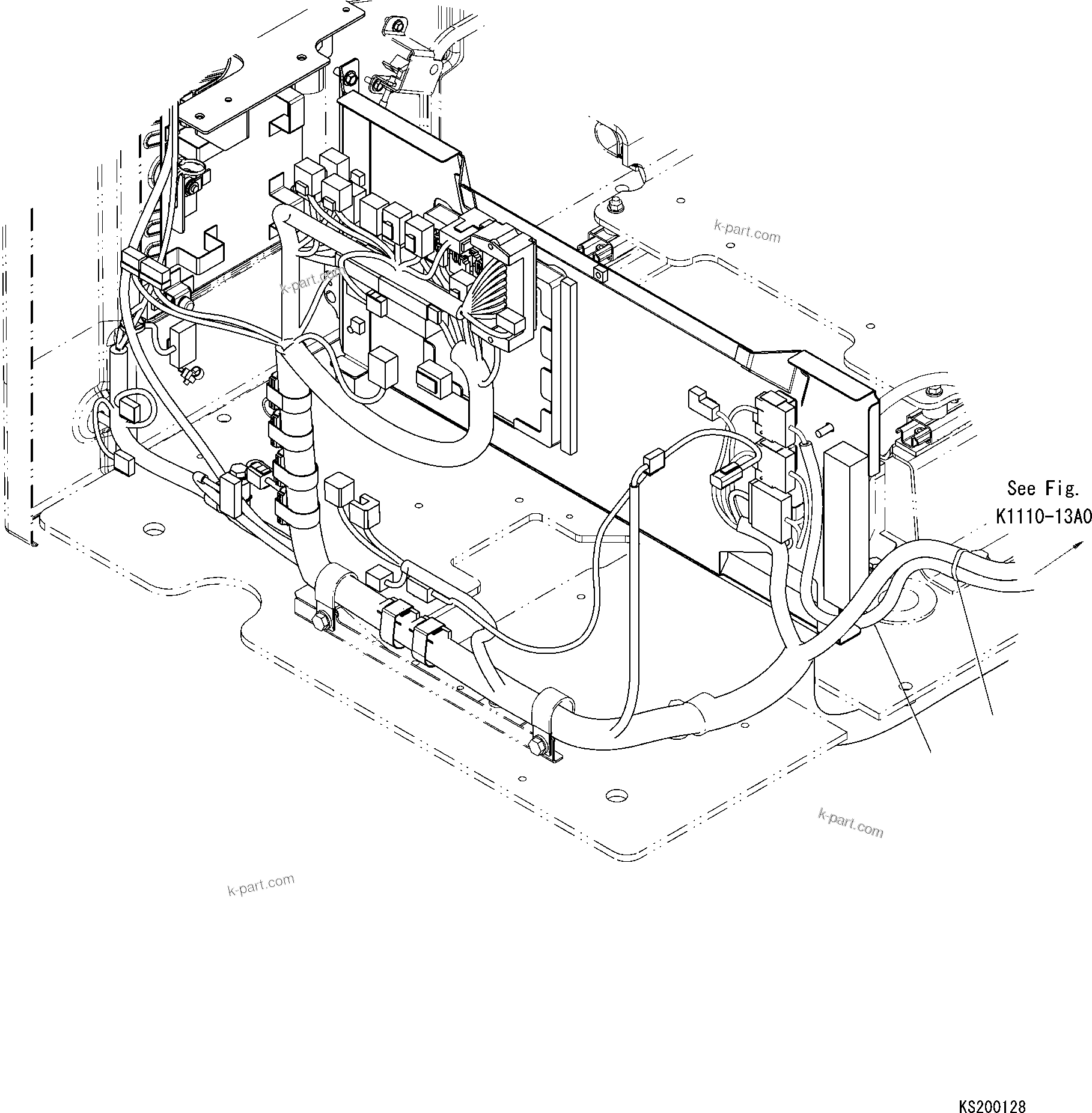 Komatsu parts book diagram for PC240NLC-8K S/N K50001-UP: FLOOR FRAME (REAR CAMERA CABLE) (# K50596-)