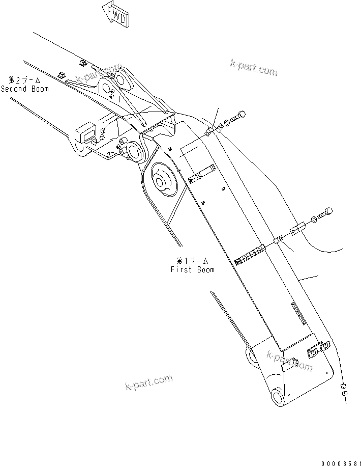 Komatsu parts book diagram for PC240NLC-8K S/N K50001-UP: 2-PIECE BOOM (WORK LAMP HARNESS)