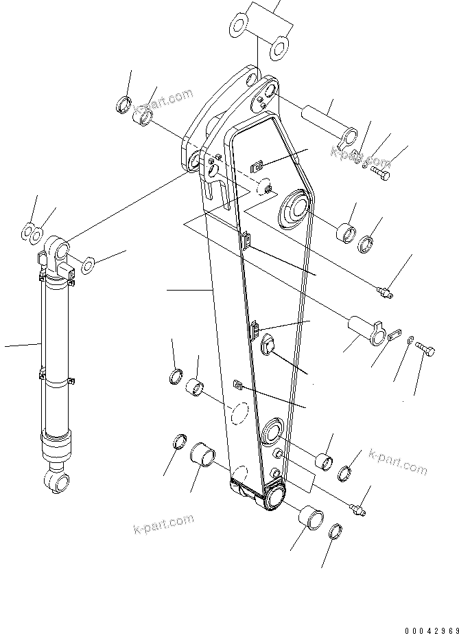 Komatsu parts book diagram for PC240NLC-8K S/N K50001-UP: ARM (2.0M) (#K50001-K50629)