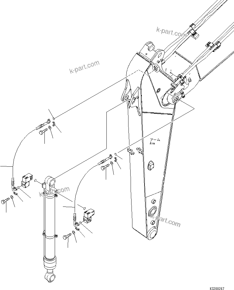 Komatsu parts book diagram for PC240NLC-8K S/N K50001-UP: CLAMSHELL PIPING (2.5M ARM) (1/3)
