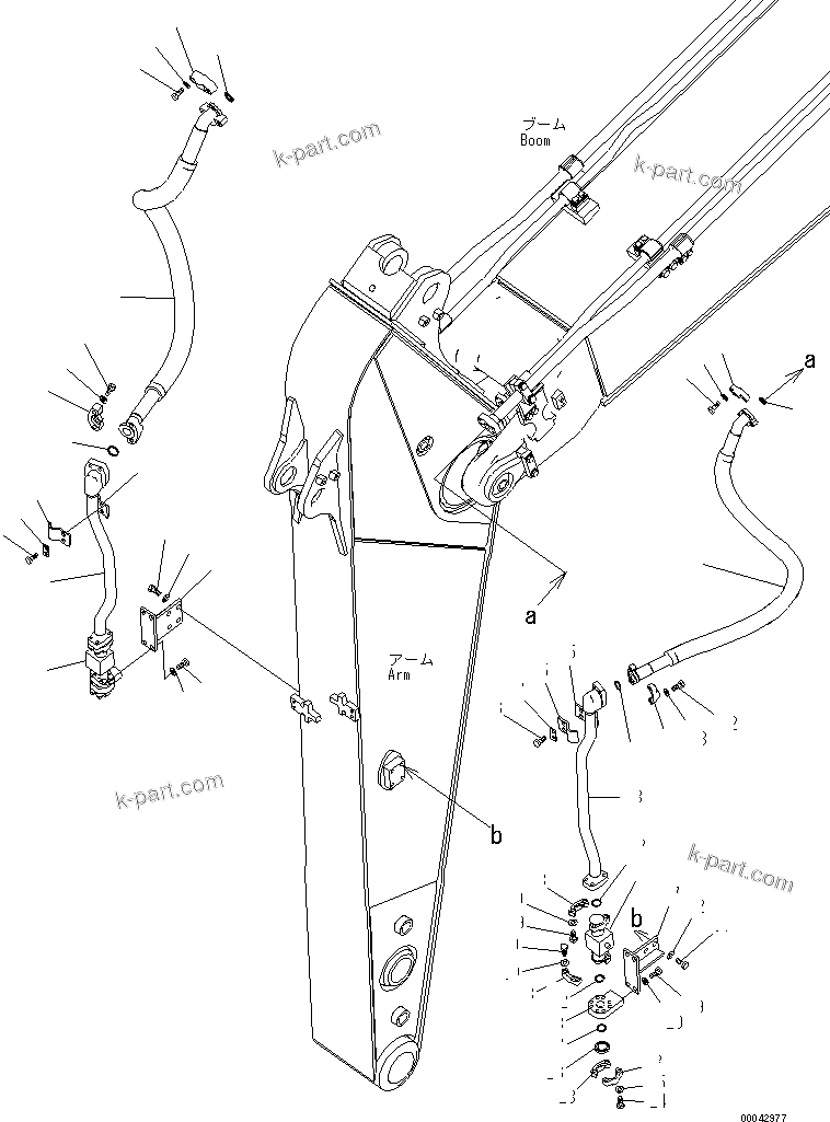 Komatsu parts book diagram for PC240NLC-8K S/N K50001-UP: 1-ATTACHMENT PIPING (3.5M ARM)