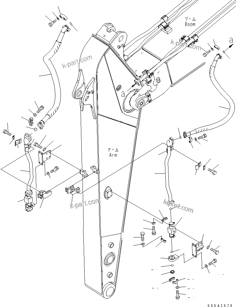 Komatsu parts book diagram for PC240NLC-8K S/N K50001-UP: 1-ATTACHMENT PIPING (3.05M ARM) (FOR 2-ATTACHMENT)