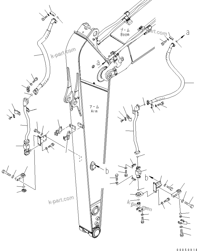 Komatsu parts book diagram for PC240NLC-8K S/N K50001-UP: CLAMSHELL PIPING (3.05M ARM) (2/3)