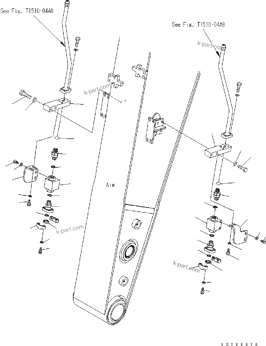 Komatsu parts book diagram for PC240NLC-8K S/N K50001-UP: 2-ATTACHMENT LINE (1/2) (FOR 3.5M ARM)