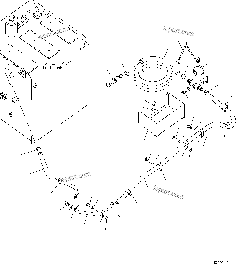 Komatsu parts book diagram for PC240NLC-8K S/N K50001-UP: REFUELLING LINE (# K50001-K50629)