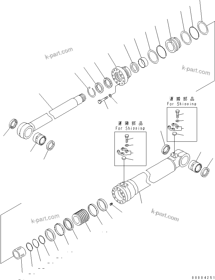 Komatsu parts book diagram for PC240NLC-8K S/N K50001-UP: BOOM LIFT CYLINDER (FOR 2-PIECE BOOM)