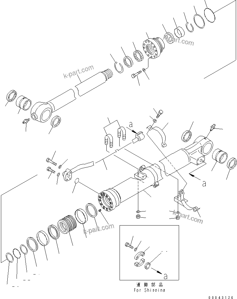 Komatsu parts book diagram for PC240NLC-8K S/N K50001-UP: BUCKET CYLINDER (FOR 2.0M OR 2.5M ARM)