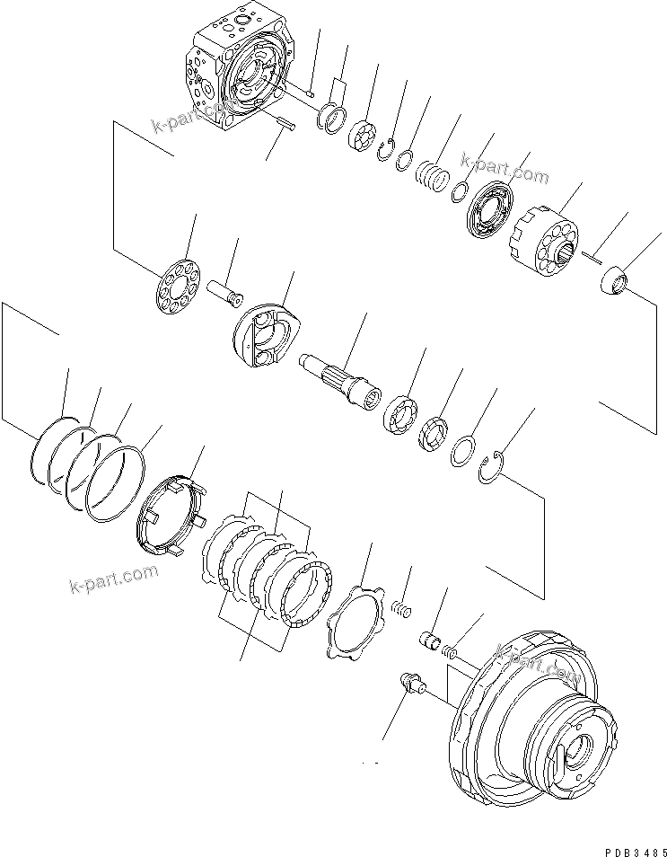 Komatsu parts book diagram for PC240NLC-8K S/N K50001-UP: TRAVEL MOTOR (2/3)