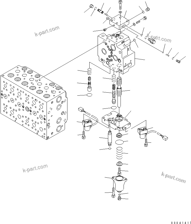 Komatsu parts book diagram for PC240NLC-8K S/N K50001-UP: MAIN VALVE (2-ACTUATOR) (13/21)