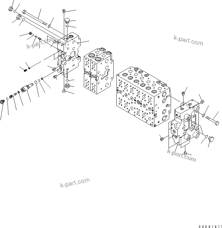 Komatsu parts book diagram for PC240NLC-8K S/N K50001-UP: MAIN VALVE (2-ACTUATOR) (7/21)