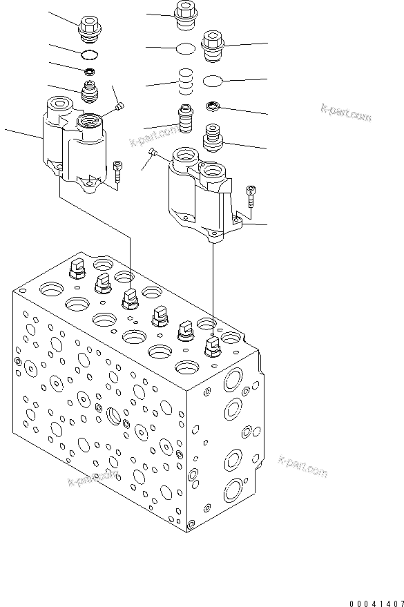 Komatsu parts book diagram for PC240NLC-8K S/N K50001-UP: MAIN VALVE (FOR 2-PIECE BOOM) (1 ACTUATOR) (3/21)