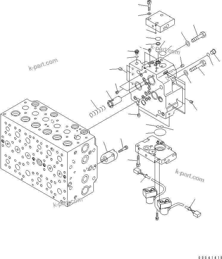 Komatsu parts book diagram for PC240NLC-8K S/N K50001-UP: MAIN VALVE (FOR 2-PIECE BOOM) (2 ACTUATOR) (14/23)