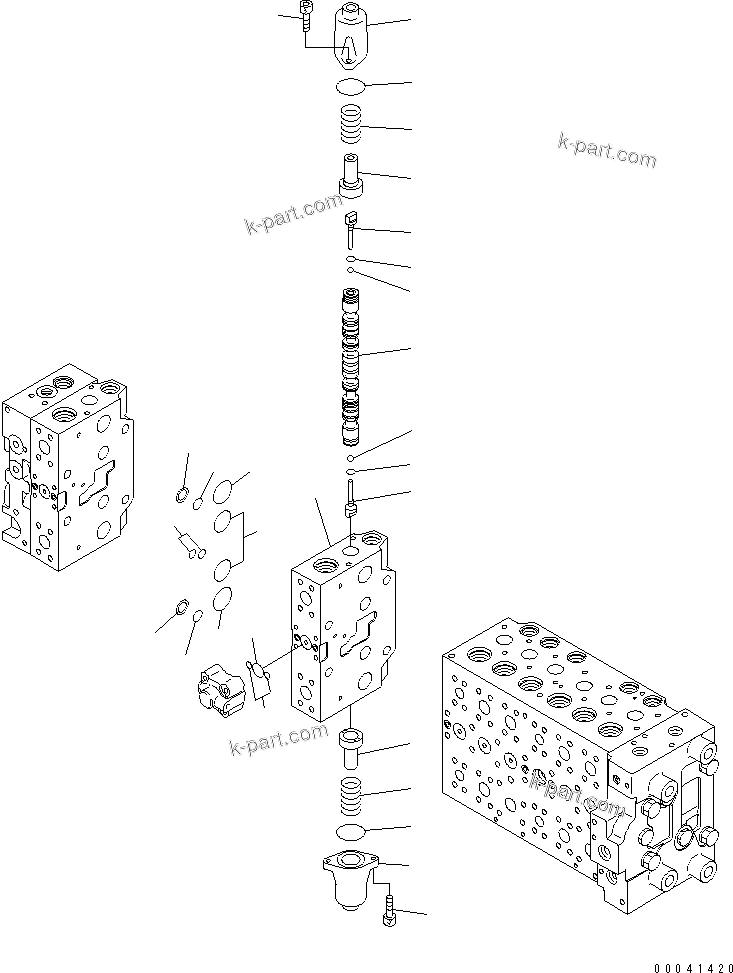 Komatsu parts book diagram for PC240NLC-8K S/N K50001-UP: MAIN VALVE (FOR 2-PIECE BOOM) (1 ACTUATOR) (16/21)
