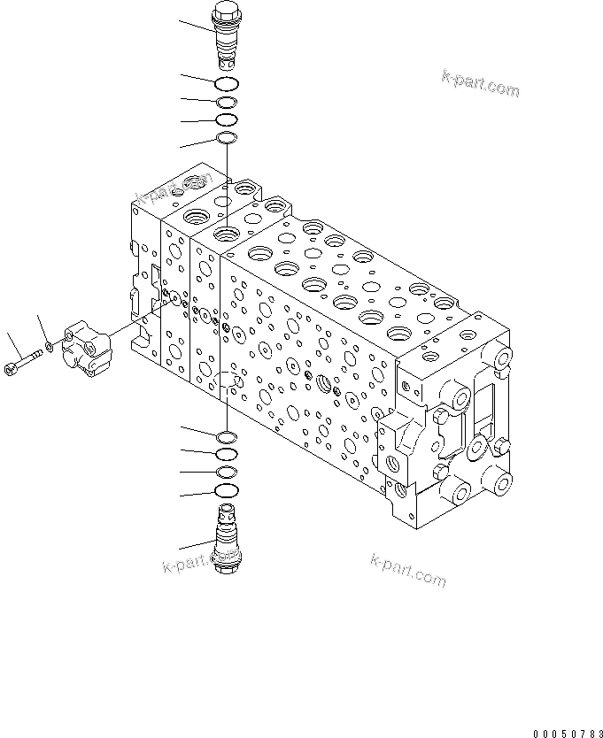 Komatsu parts book diagram for PC240NLC-8K S/N K50001-UP: MAIN VALVE (FOR 2-PIECE BOOM) (1 ACTUATOR) (17/21)