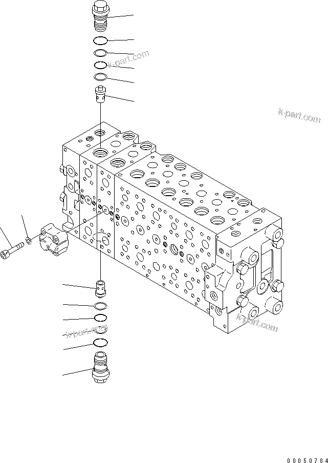 Komatsu parts book diagram for PC240NLC-8K S/N K50001-UP: MAIN VALVE (FOR 2-PIECE BOOM) (1 ACTUATOR) (20/21)