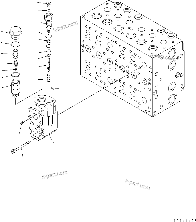 Komatsu parts book diagram for PC240NLC-8K S/N K50001-UP: MAIN VALVE (FOR 2-PIECE BOOM) (1 ACTUATOR) (21/21)