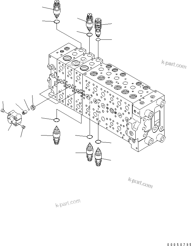 Komatsu parts book diagram for PC240NLC-8K S/N K50001-UP: MAIN VALVE (FOR 2-PIECE BOOM) (2 ACTUATOR) (19/23)