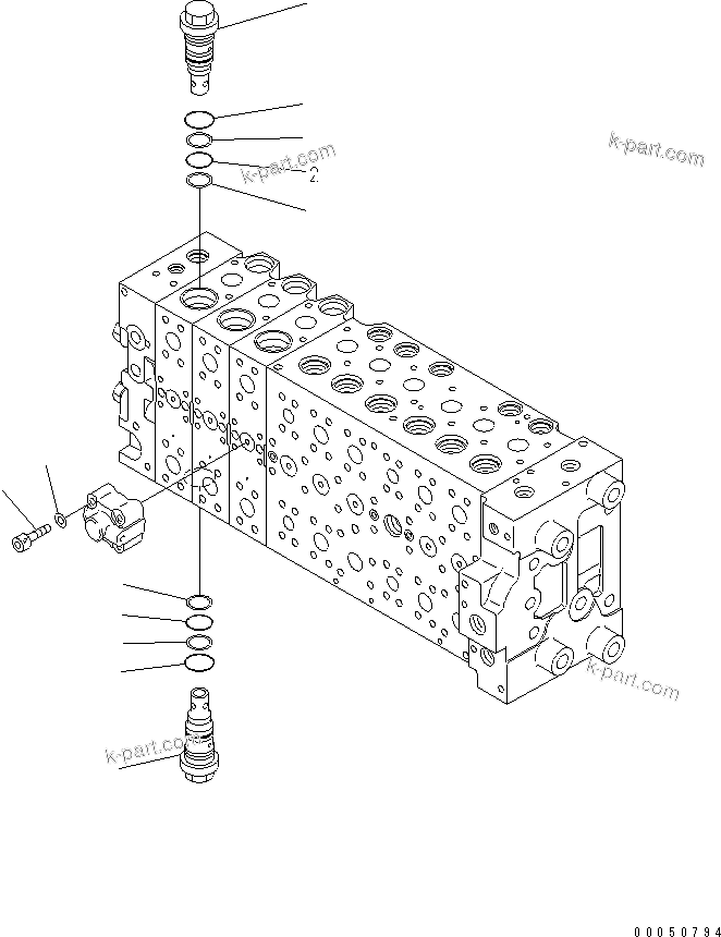 Komatsu parts book diagram for PC240NLC-8K S/N K50001-UP: MAIN VALVE (FOR 2-PIECE BOOM) (2 ACTUATOR) (22/23)