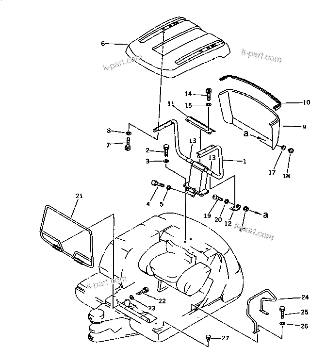 Komatsu parts book diagram for PC25R-1 S/N 1001-UP: CANOPY (WITH RAIN GUARD)