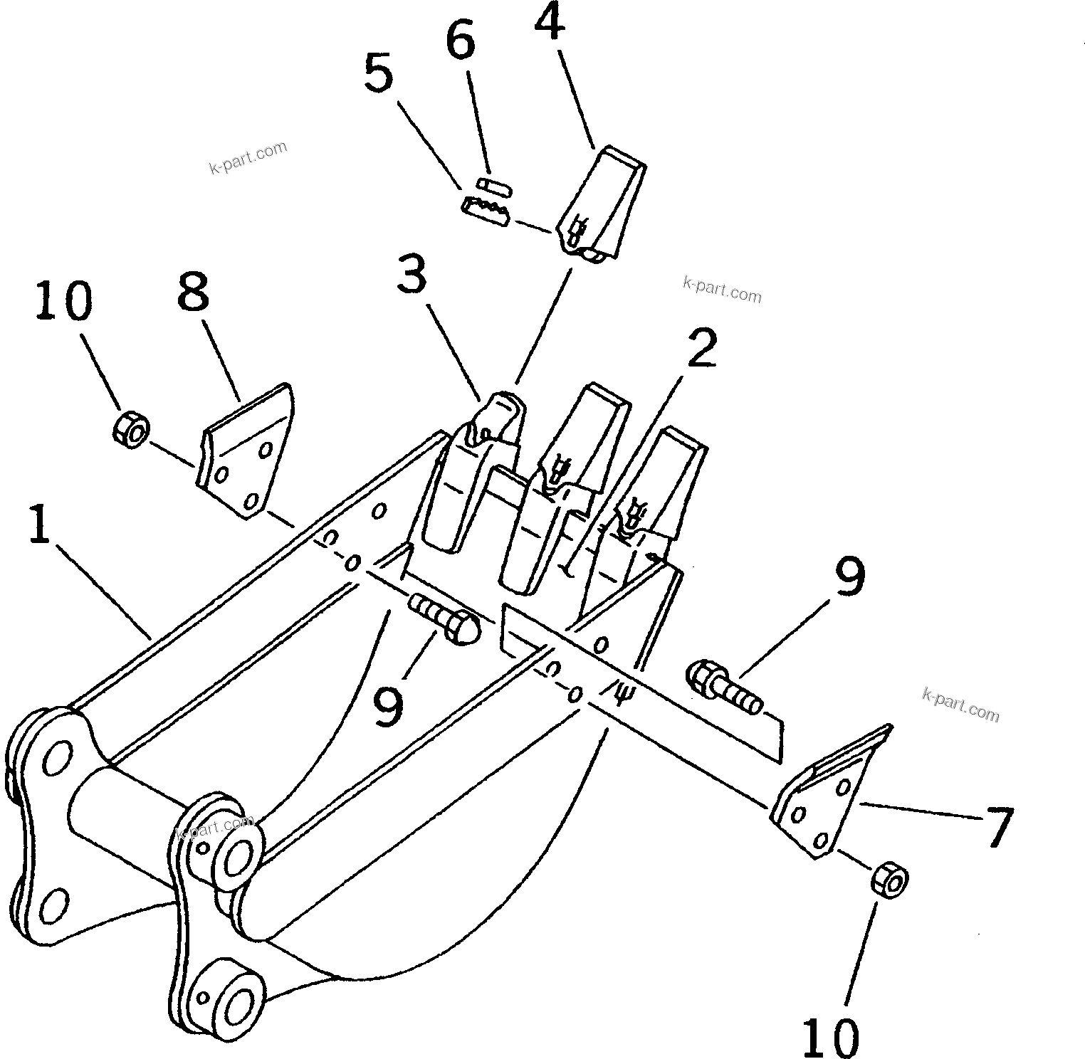 Komatsu parts book diagram for PC25R-1 S/N 1001-UP: BUCKET ? 0.04M3 (MINI 0.07M3) 350MM (VERTICAL PIN TYPE)(#6471-)