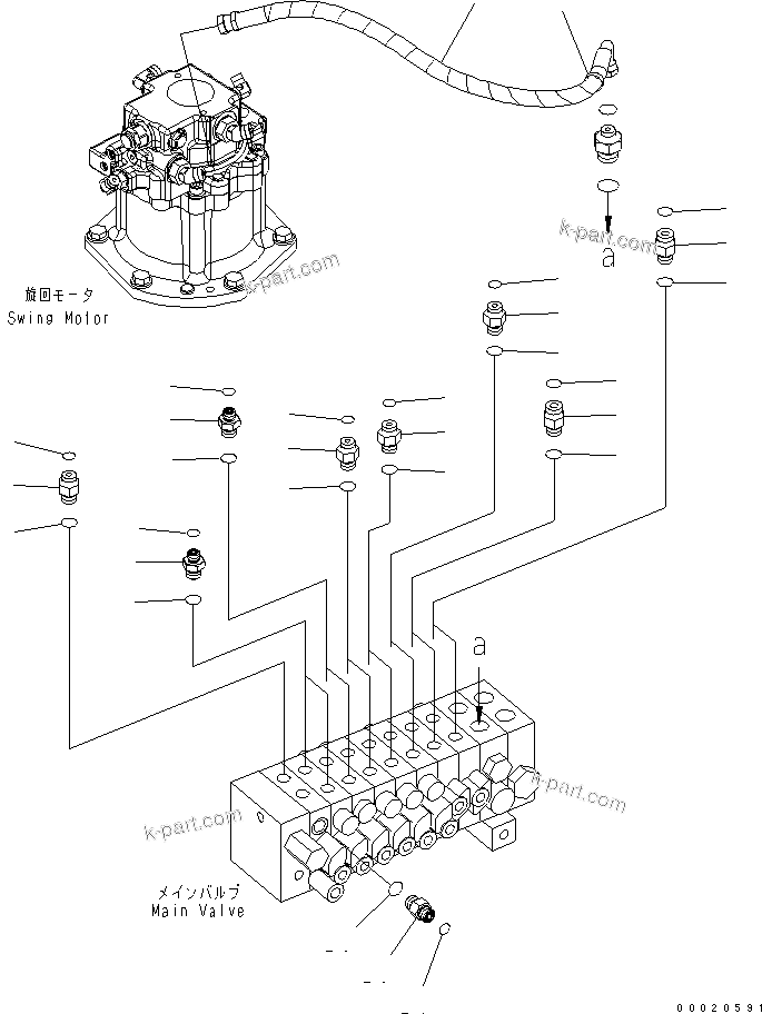 Komatsu parts book diagram for PC27MR-2-B S/N 15001-UP: MAIN VALVE (CONNECTING PARTS) (2/3)
