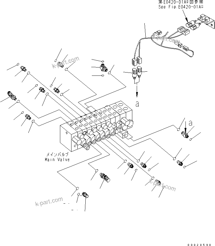 Komatsu parts book diagram for PC27MR-2-B S/N 15001-UP: MAIN VALVE (CONNECTING PARTS) (3/3) (CAB) (FOR JAPAN)
