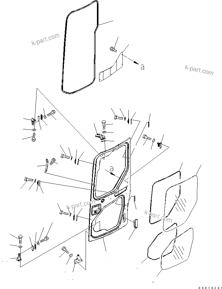 Komatsu parts book diagram for PC27MR-2-B S/N 15001-UP: OPERATOR'S CAB (4/8) (DOOR) (1/2)