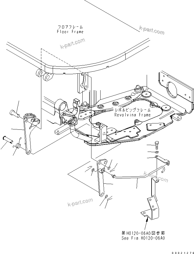 Komatsu parts book diagram for PC27MR-2-B S/N 15001-UP: FLOOR FRAME MOUNT (TILT LOCK LEVER)