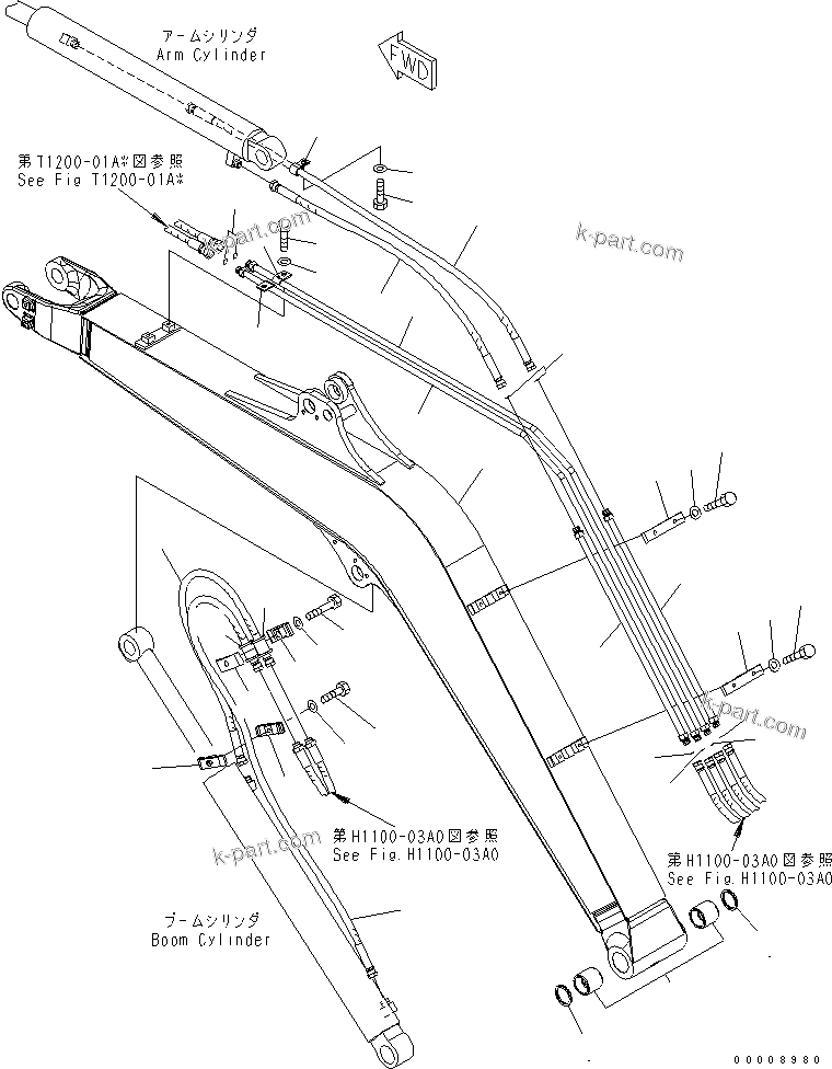 Komatsu parts book diagram for PC27MR-2-B S/N 15001-UP: BOOM (BOOM AND PIPING) (FOR JAPAN)