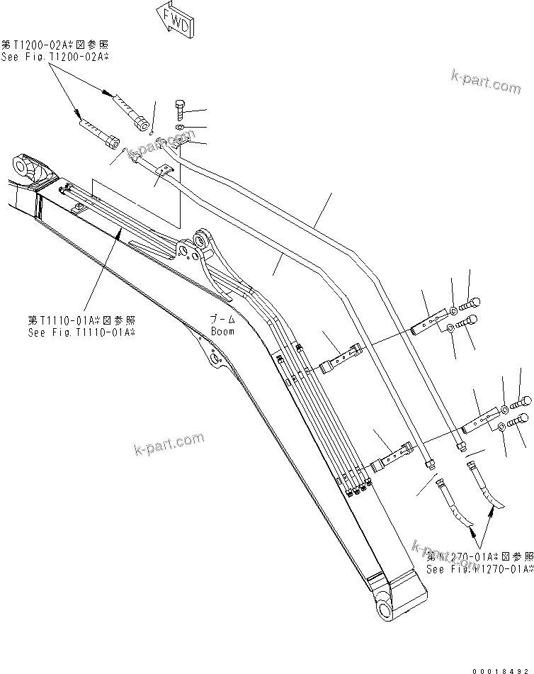 Komatsu parts book diagram for PC27MR-2-B S/N 15001-UP: BOOM (ATTACHMENT PIPING) (1 ATT.)