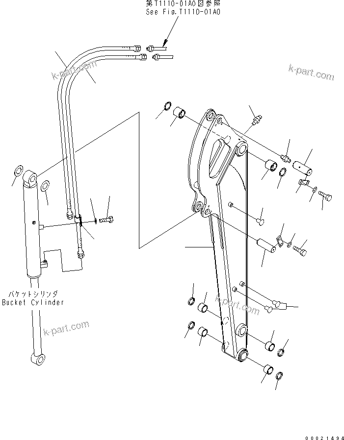 Komatsu parts book diagram for PC27MR-2-B S/N 15001-UP: LONG ARM (FOR JAPAN)