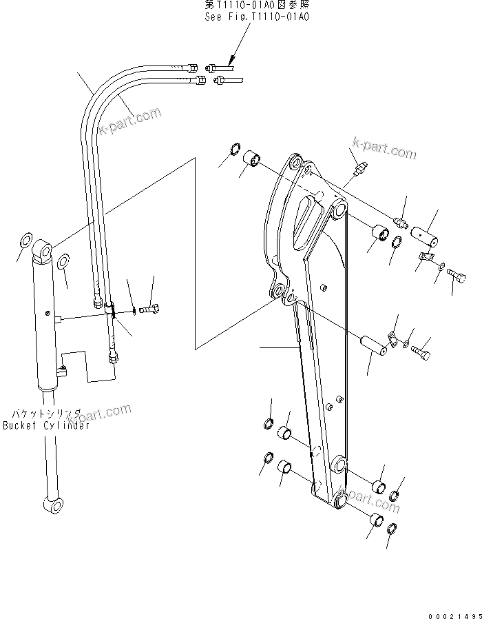 Komatsu parts book diagram for PC27MR-2-B S/N 15001-UP: LONG ARM (1 ATT.) (FOR JAPAN)