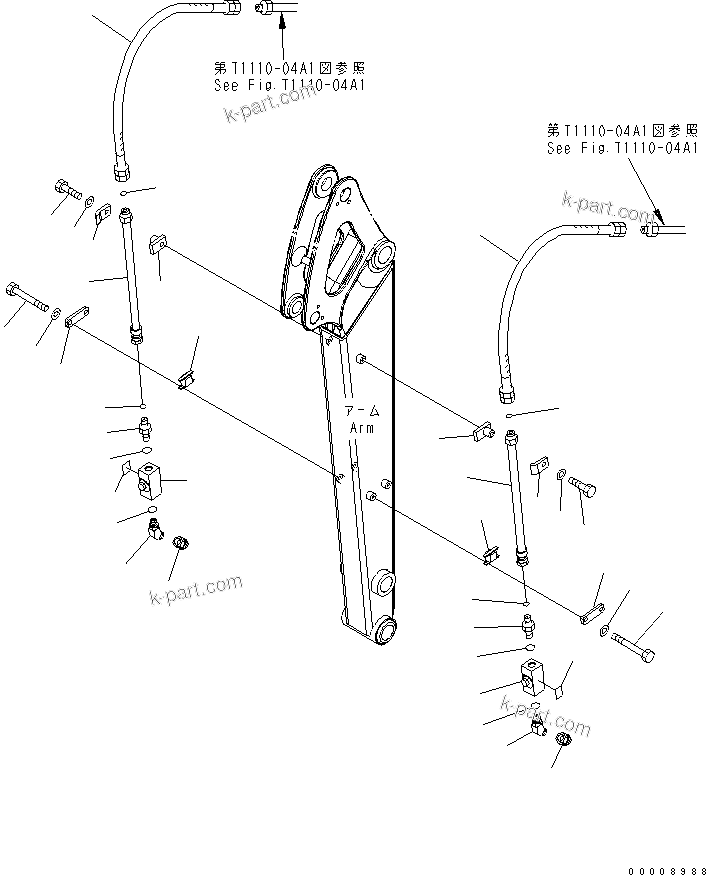 Komatsu parts book diagram for PC27MR-2-B S/N 15001-UP: ARM (ADDITIONAL PIPING) (FOR JAPAN)