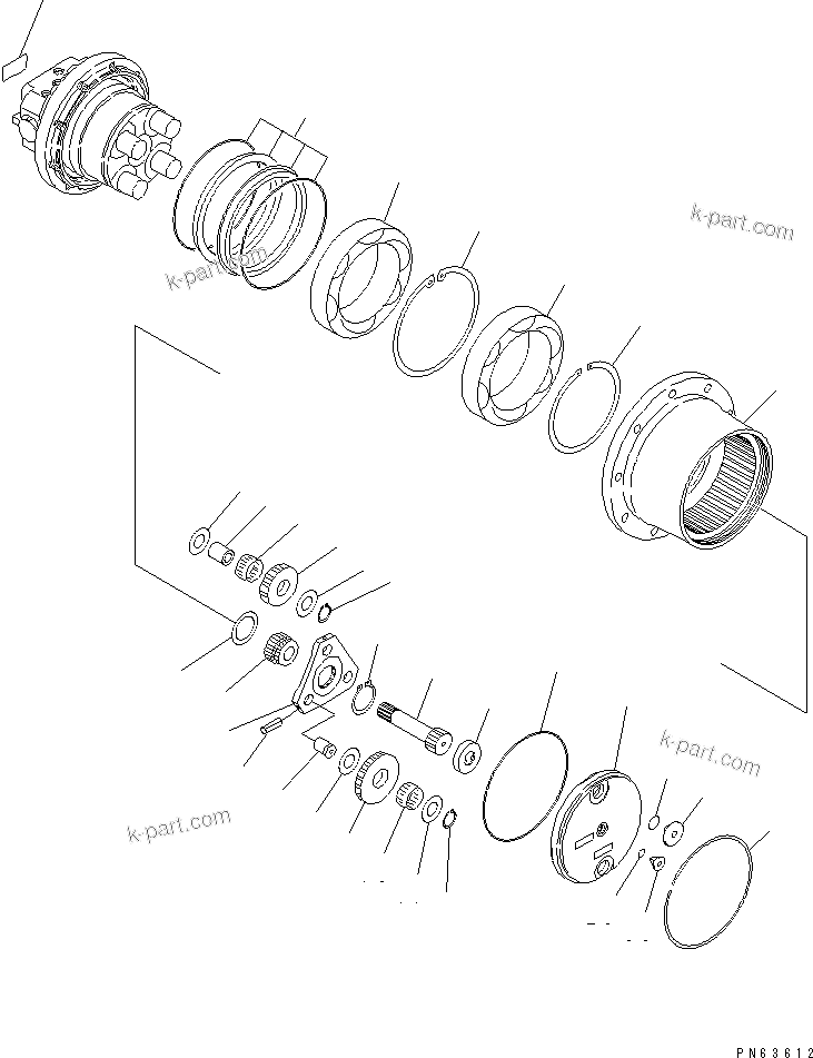 Komatsu parts book diagram for PC27MR-2-B S/N 15001-UP: TRAVEL MOTOR (REDUCTION GEAR) (1/3)