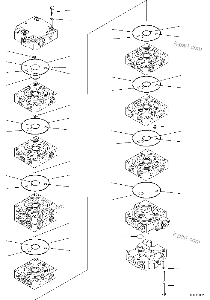 Komatsu parts book diagram for PC27MR-2-B S/N 15001-UP: MAIN VALVE (8-VALVE) (2/14)