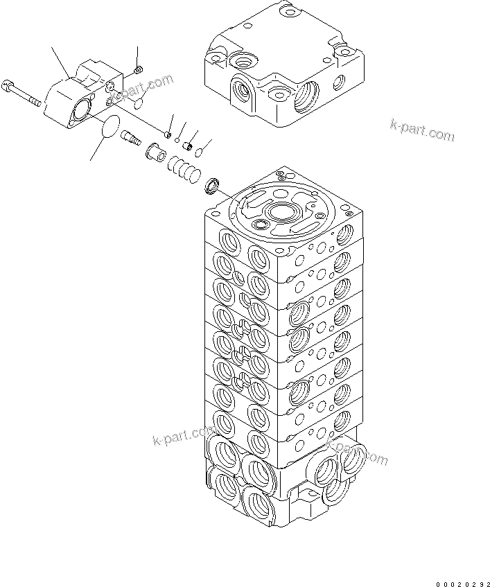 Komatsu parts book diagram for PC27MR-2-B S/N 15001-UP: MAIN VALVE (8-VALVE) (5/14)