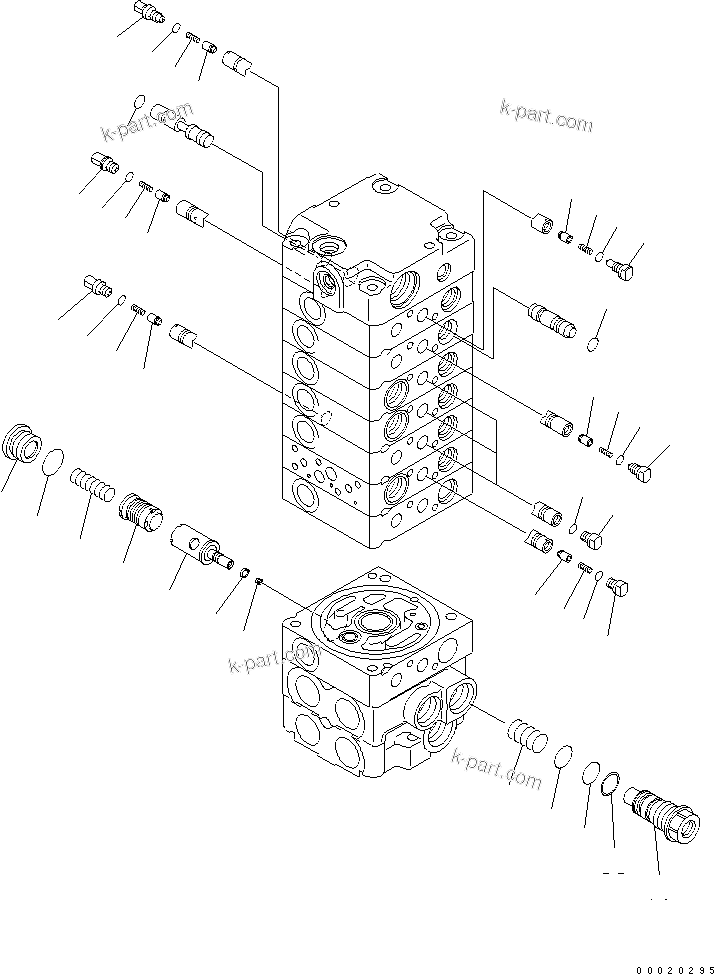 Komatsu parts book diagram for PC27MR-2-B S/N 15001-UP: MAIN VALVE (8-VALVE) (8/14)