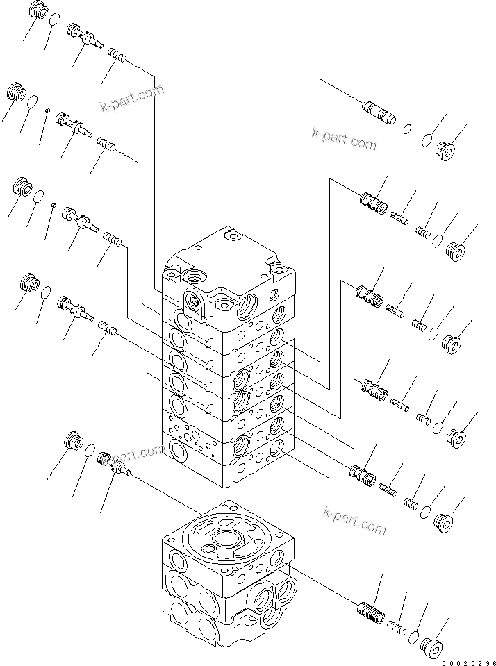 Komatsu parts book diagram for PC27MR-2-B S/N 15001-UP: MAIN VALVE (8-VALVE) (9/14)