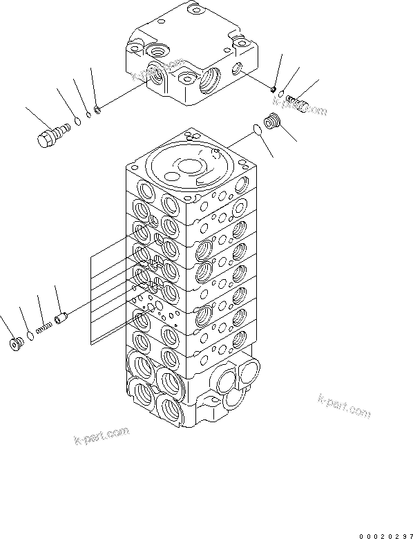 Komatsu parts book diagram for PC27MR-2-B S/N 15001-UP: MAIN VALVE (8-VALVE) (10/14)
