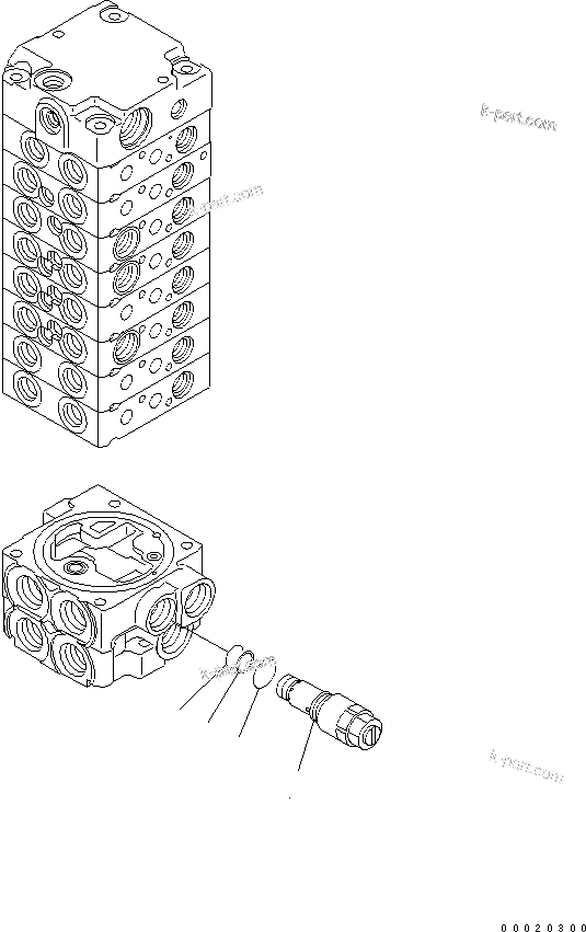 Komatsu parts book diagram for PC27MR-2-B S/N 15001-UP: MAIN VALVE (8-VALVE) (13/14)