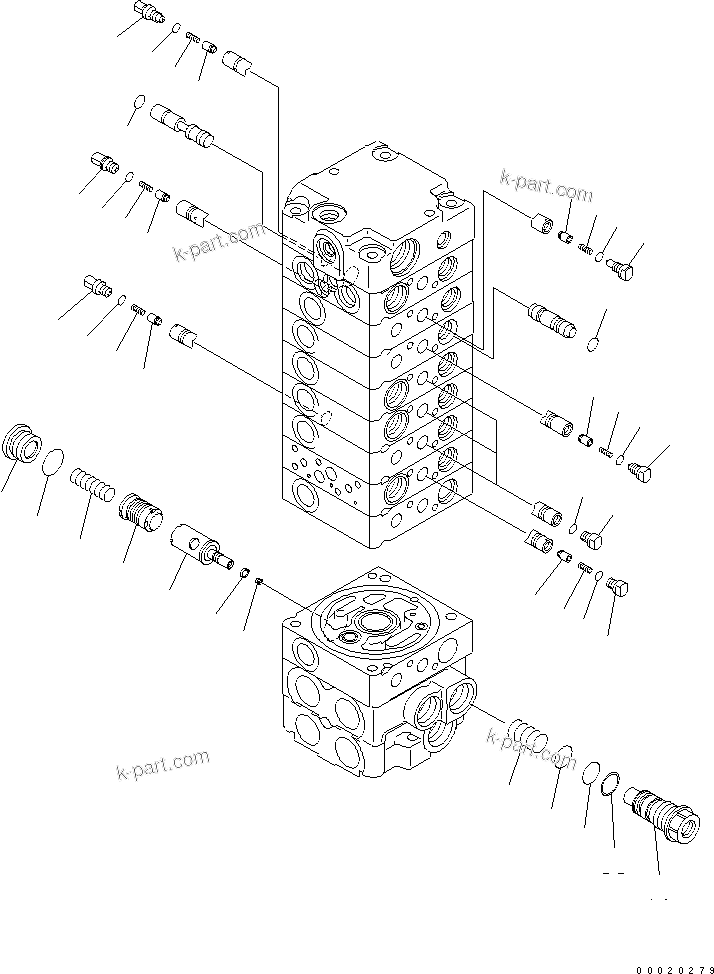 Komatsu parts book diagram for PC27MR-2-B S/N 15001-UP: MAIN VALVE (9-VALVE) (8/16)
