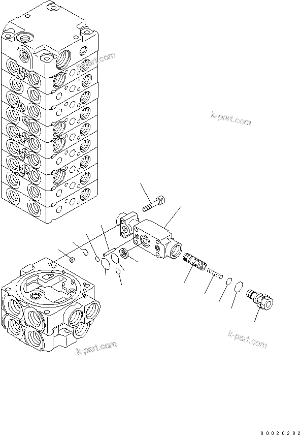 Komatsu parts book diagram for PC27MR-2-B S/N 15001-UP: MAIN VALVE (9-VALVE) (11/16)