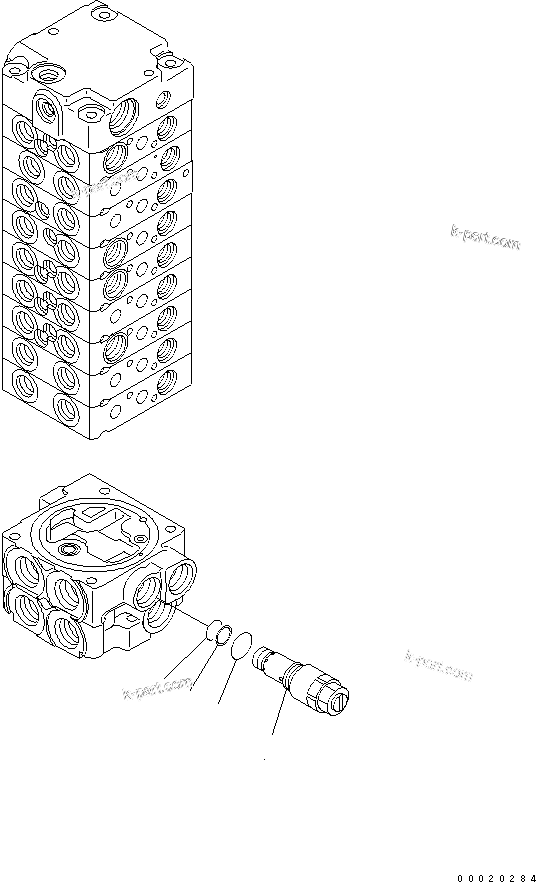 Komatsu parts book diagram for PC27MR-2-B S/N 15001-UP: MAIN VALVE (9-VALVE) (13/16)
