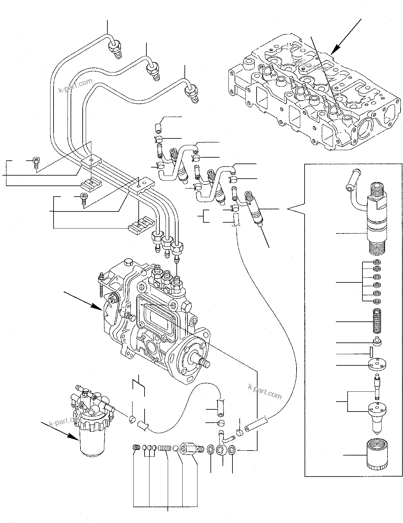 Komatsu parts book diagram for PC27R-8 S/N F31103-Up: FUEL INJECTION LINE