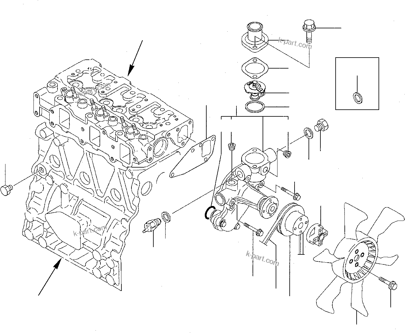 Komatsu parts book diagram for PC27R-8 S/N F31103-Up: COOLING WATER SYSTEM