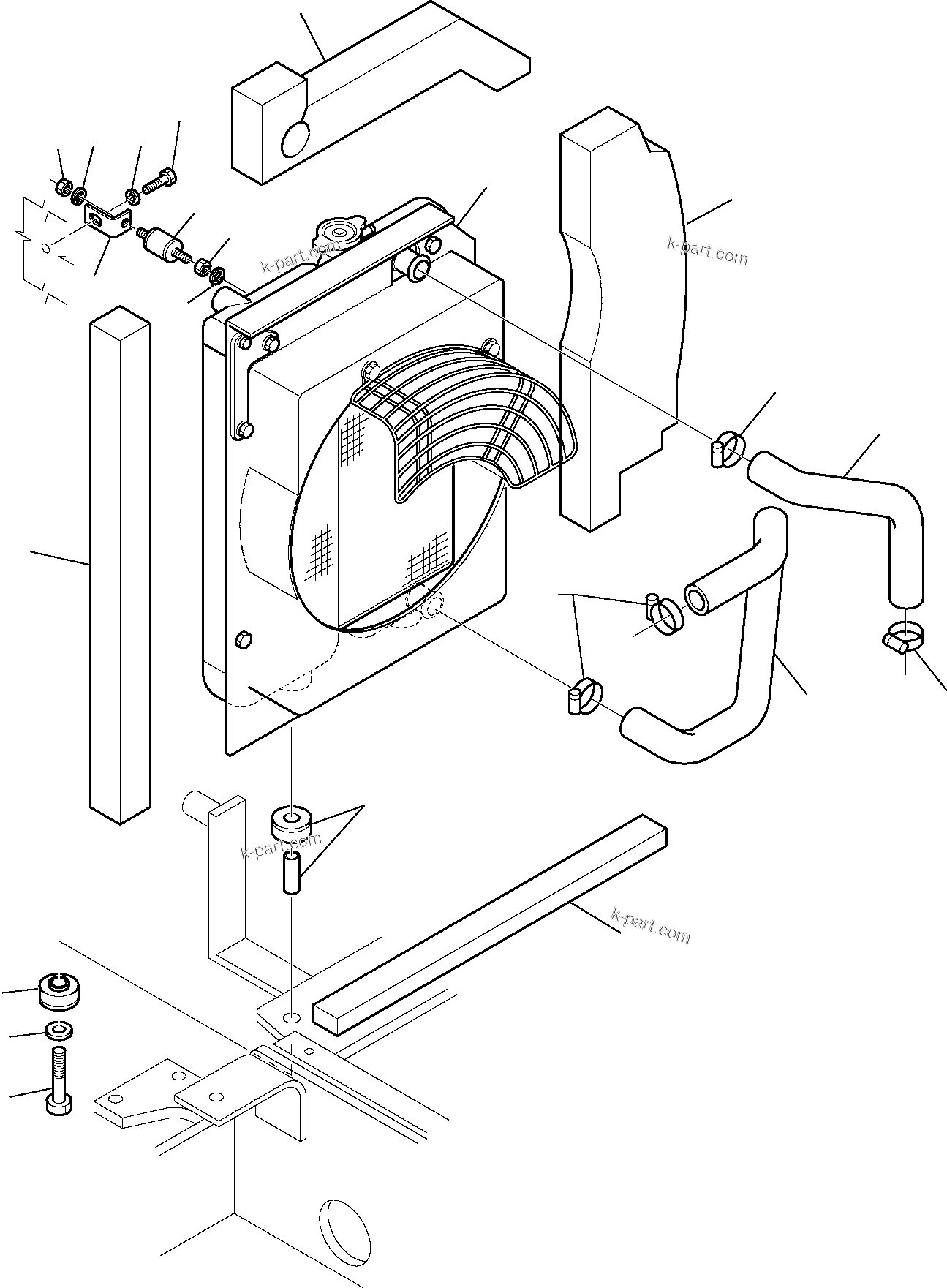 Komatsu parts book diagram for PC27R-8 S/N F31103-Up: RADIATOR (MOUNTING PARTS)