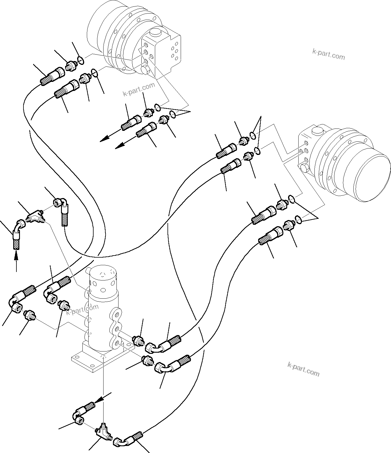 Komatsu parts book diagram for PC27R-8 S/N F31103-Up: HYDRAULIC PIPING (TRAVEL MOTOR LINE)